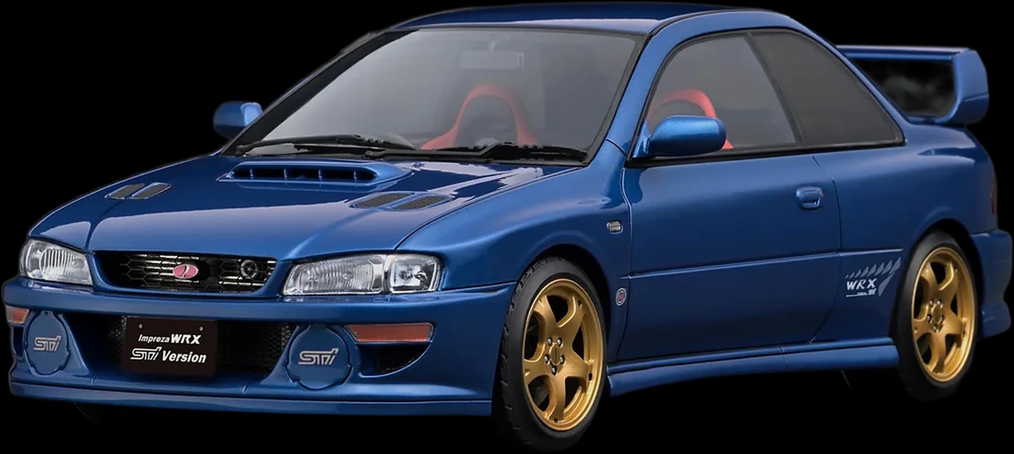Blue GC8 Impreza WRX STI in the Simply Subaroo showroom